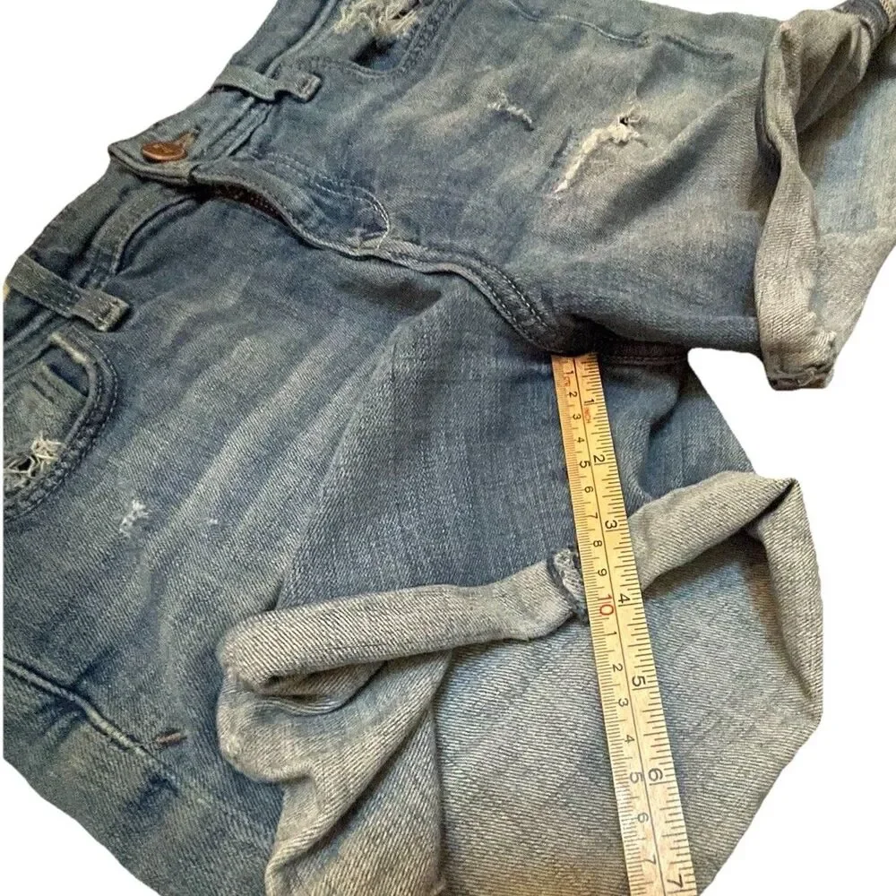 Pilcro Hyphen Anthropologie Distressed Denim Shorts Size 26 Cuffed Roll Up Jean - Picture 9 of 9